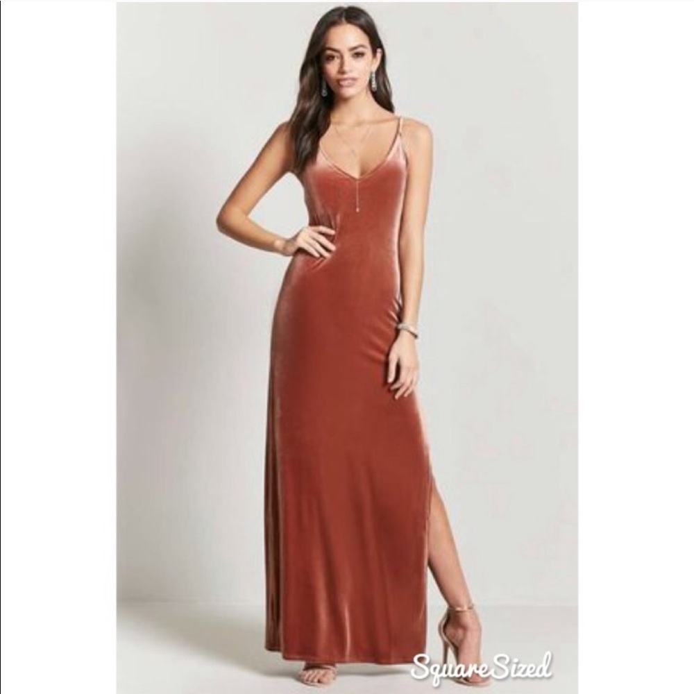 Velvet Burnt Orange Maxi Dress